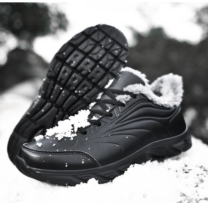 Stevvex black waterproof winter boots with faux fur lining and rugged non-slip rubber sole on Tampa Home & Garden Store