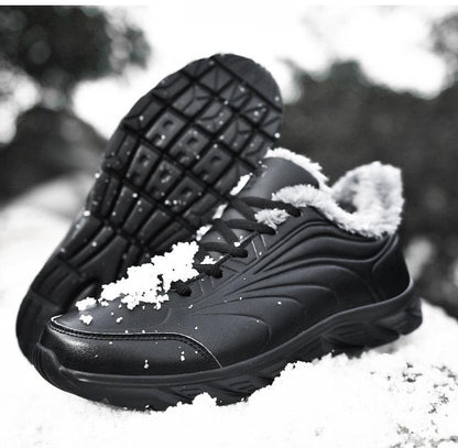 Stevvex black waterproof winter boots with faux fur lining and rugged non-slip rubber sole on Tampa Home & Garden Store