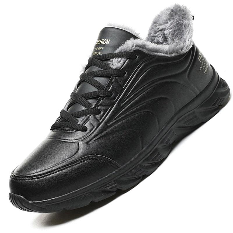 Stevvex black winter boot with fur lining, waterproof upper, non-slip rugged sole on Tampa Home & Garden Store