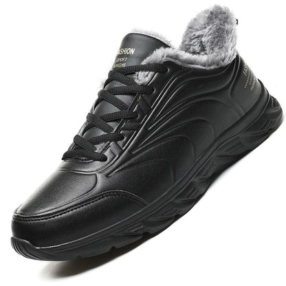 Stevvex black winter boot with fur lining, waterproof upper, non-slip rugged sole on Tampa Home & Garden Store