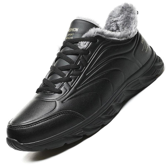 Stevvex black winter boot with fur lining, waterproof upper, non-slip rugged sole on Tampa Home & Garden Store