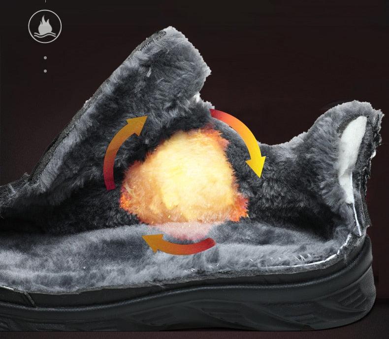 Stevvex black winter boot with plush fur lining, waterproof, non-slip sole, heat feature on Tampa Home & Garden Store