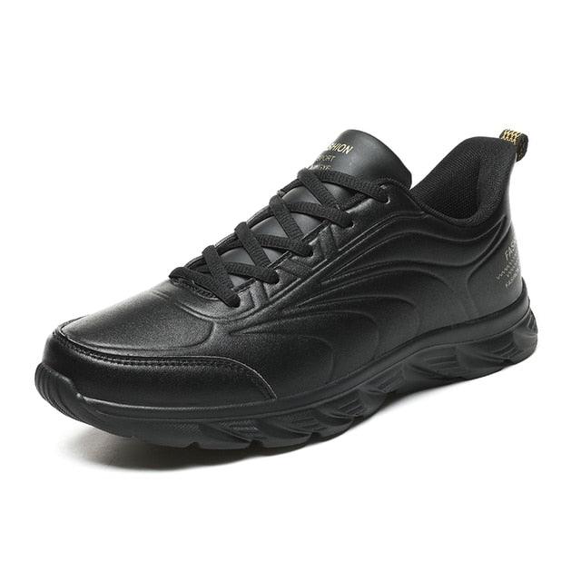 Stevvex men's black waterproof winter boots with lace-up front and chunky non-slip rubber sole on Tampa Home & Garden Store