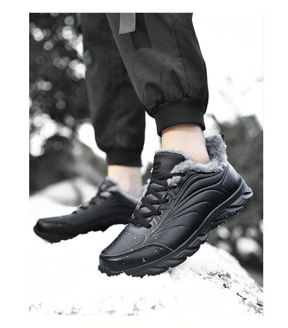 Men's black winter boots waterproof snow shoes with fur lining and rugged rubber sole on Tampa Home & Garden Store