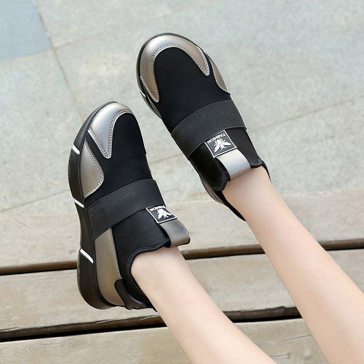 Stevvex women's black vulcanized sneakers with silver accents, breathable mesh upper on Tampa Home & Garden Store
