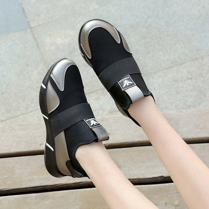 Stevvex women's black vulcanized sneakers with silver accents, breathable mesh upper on Tampa Home & Garden Store