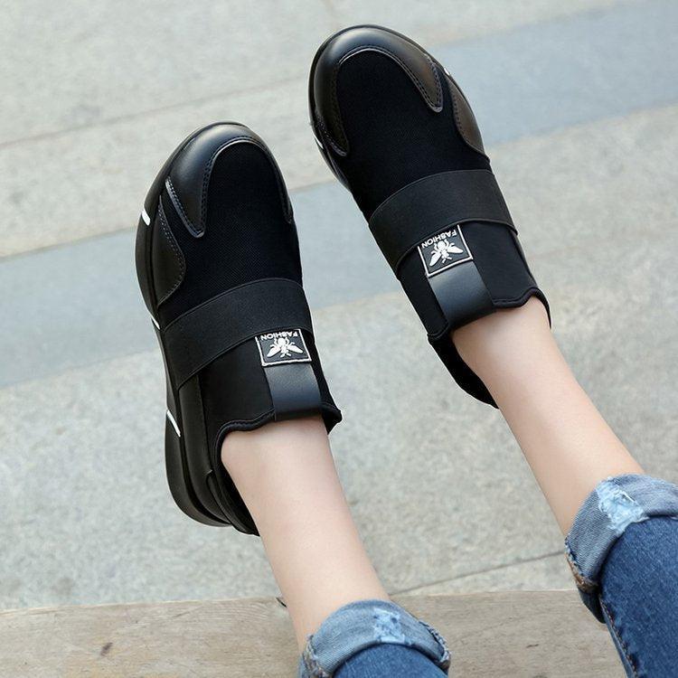 Stevvex women's black sneakers with breathable mesh and Velcro strap casual shoes on Tampa Home & Garden Store