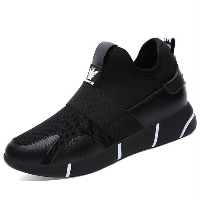Stevvex black women sneakers with breathable mesh upper and elastic strap for vulcanized style on Tampa Home & Garden Store