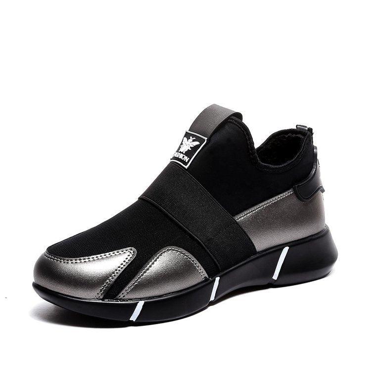 Stevvex black women’s sneakers with metallic toe caps, elastic strap, breathable mesh, sole on Tampa Home & Garden Store