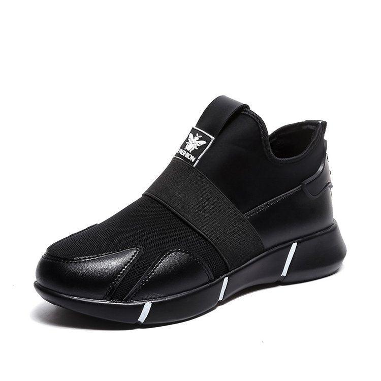 Stevvex black slip-on sneakers with elastic strap, breathable mesh upper, chunky sole on Tampa Home & Garden Store