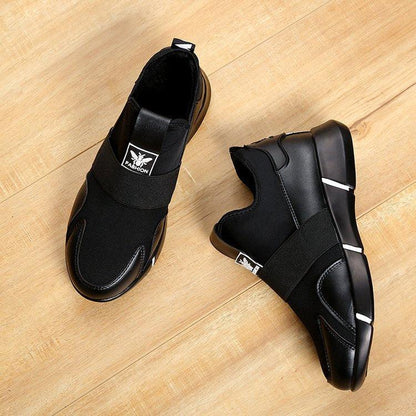 Elegant black women sneakers breathable mesh upper elastic strap slip-on chunky sole pair on Tampa Home & Garden Store