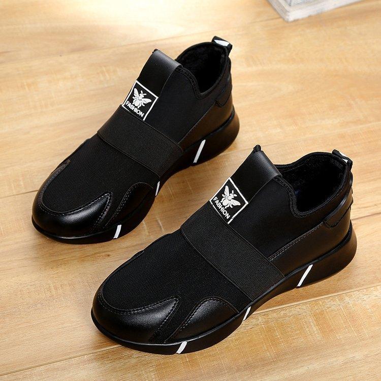 Stevvex black slip-on sneakers with elastic strap breathable mesh two sneakers on Tampa Home & Garden Store