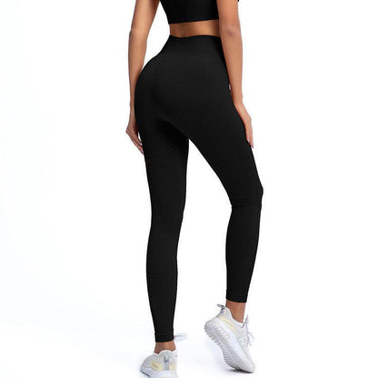 Black high-waisted seamless ribbed yoga leggings for workouts on Tampa Home & Garden Store