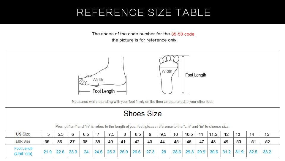 Stevvex ST85SH5558ERG sneakers size chart US/EU foot lengths for breathable casual sneakers on Tampa Home & Garden Store
