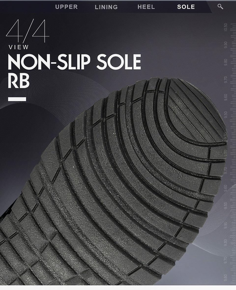 Stevvex sneakers close-up of black non-slip rubber sole with deep grooves on Tampa Home & Garden Store