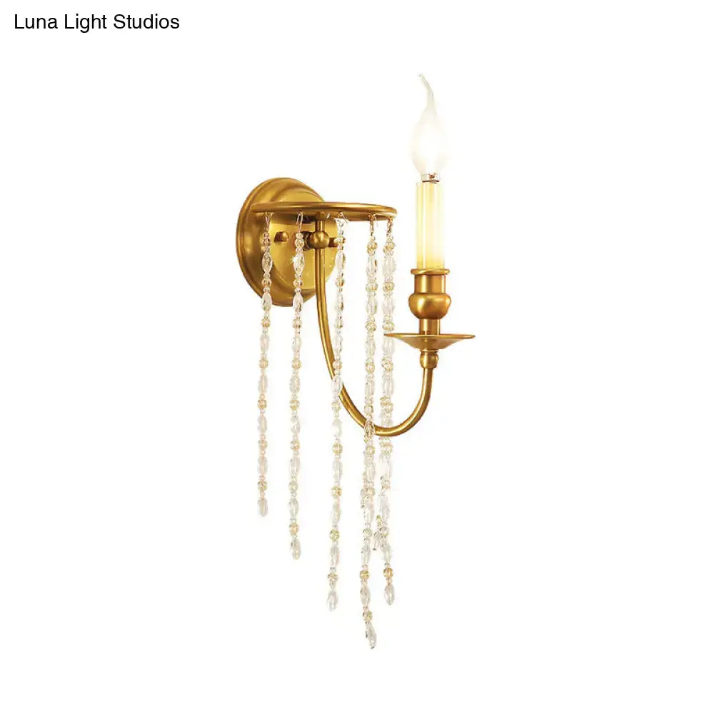 Gold crystal chain design wall sconce by Decorbites with hanging glass beads on Tampa Home & Garden Store