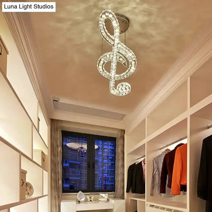 Elegant crystal musical note pendant light by Decorbites, clear crystal ceiling fixture on Tampa Home & Garden Store