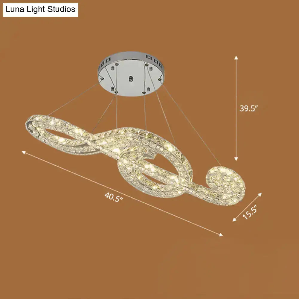 Elegant crystal musical note pendant light by Decorbites, crystal chain chandelier on Tampa Home & Garden Store