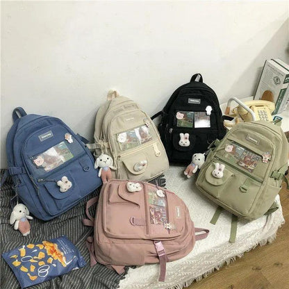 Elegant Stevvex female school backpack set, 6 colors with clear front pockets on Tampa Home & Garden Store