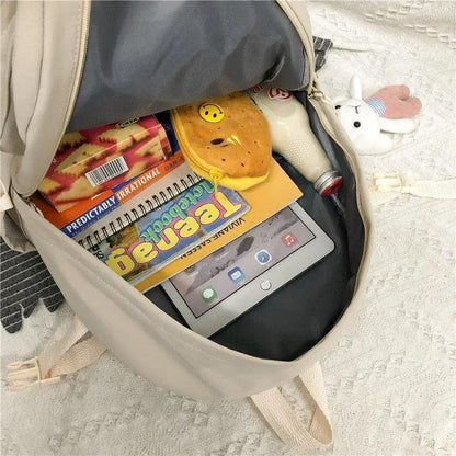 Stevvex beige female school backpack with laptop sleeve; interior shows tablet and notebook on Tampa Home & Garden Store