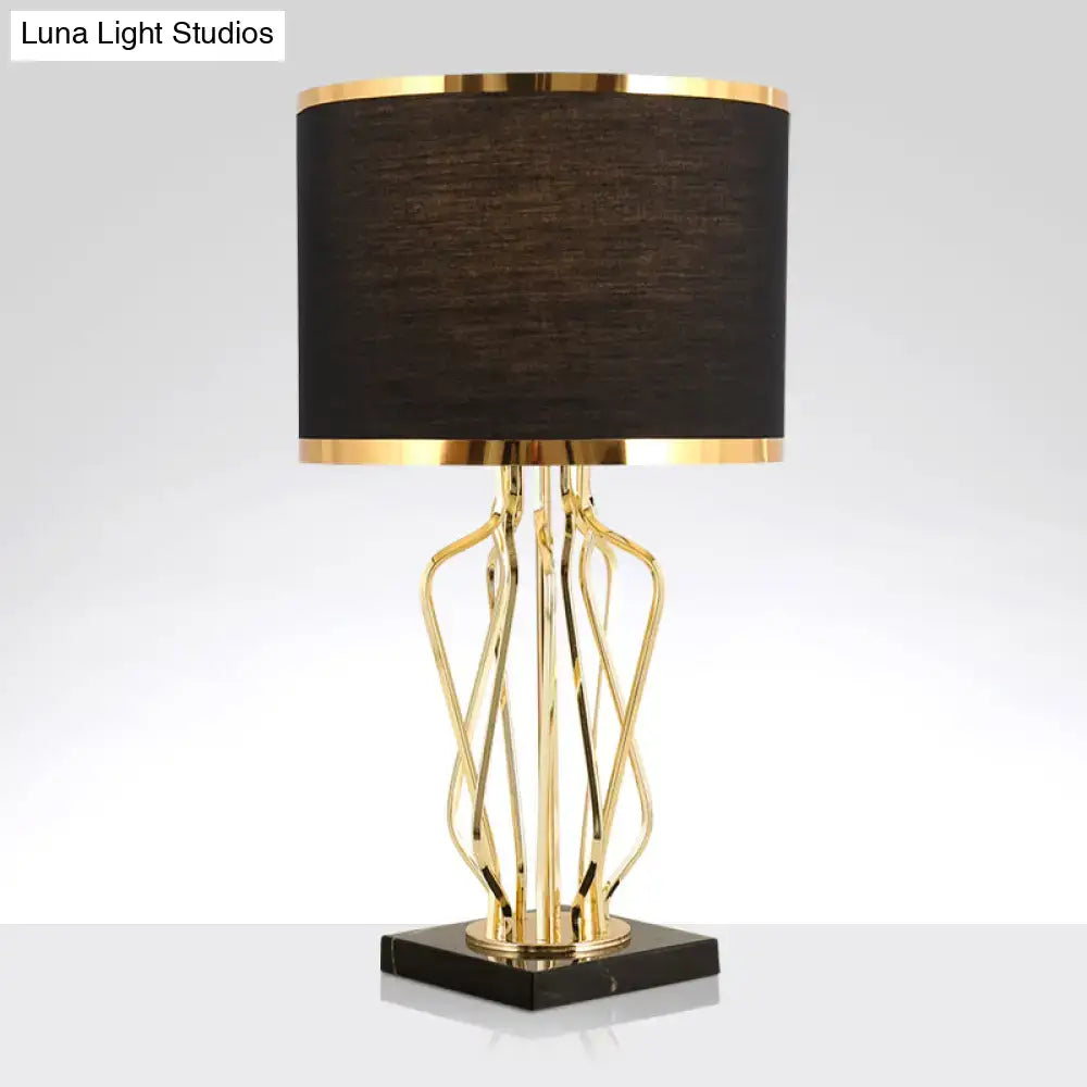 Gold Black Fabric Table Lamp by Decorbites with black shade and gold trim on Tampa Home & Garden Store