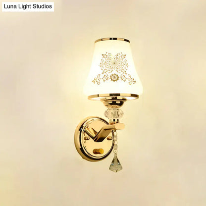 Gold Crystal Tapered Glass Wall Light wall sconce with crystal pendant by Decorbites on Tampa Home & Garden Store
