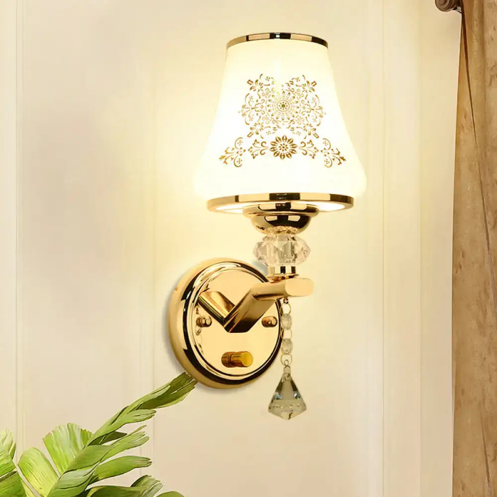Decorbites gold crystal wall light sconce with crystal pendant on Tampa Home & Garden on Tampa Home & Garden Store