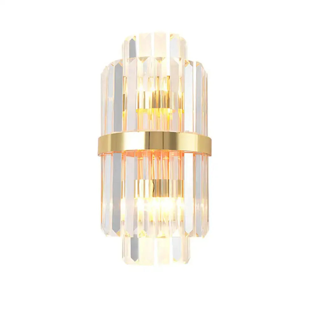 Elegant Decorbites gold crystal prism wall sconce with clear prisms and gold band on Tampa Home & Garden Store