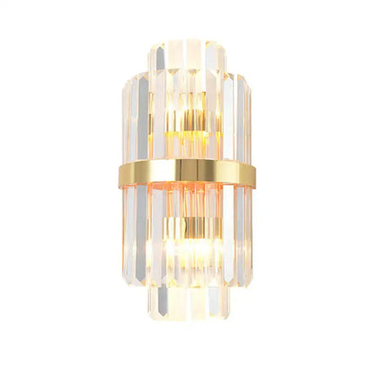 Elegant Decorbites gold crystal prism wall sconce with clear prisms and gold band on Tampa Home & Garden Store