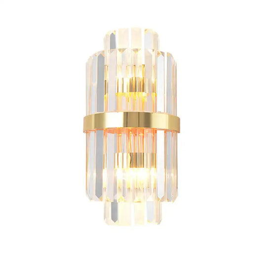 Elegant Decorbites gold crystal prism wall sconce with clear prisms and gold band on Tampa Home & Garden Store