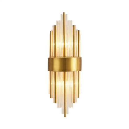 Elegant gold crystal prism wall sconce light by Decorbites with glass prisms on Tampa Home & Garden Store