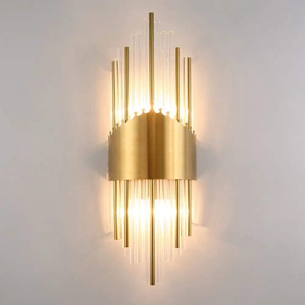 Elegant gold crystal prism wall sconce Decorbites brass finish with glass prisms for living room on Tampa Home & Garden Store