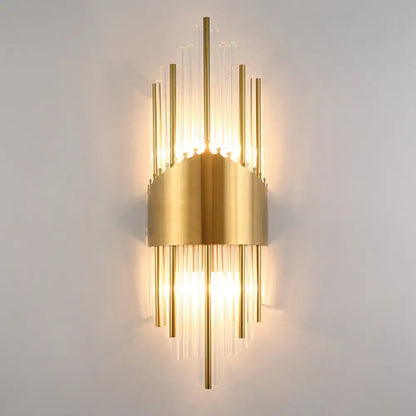 Elegant gold crystal prism wall sconce Decorbites brass finish with glass prisms for living room on Tampa Home & Garden Store