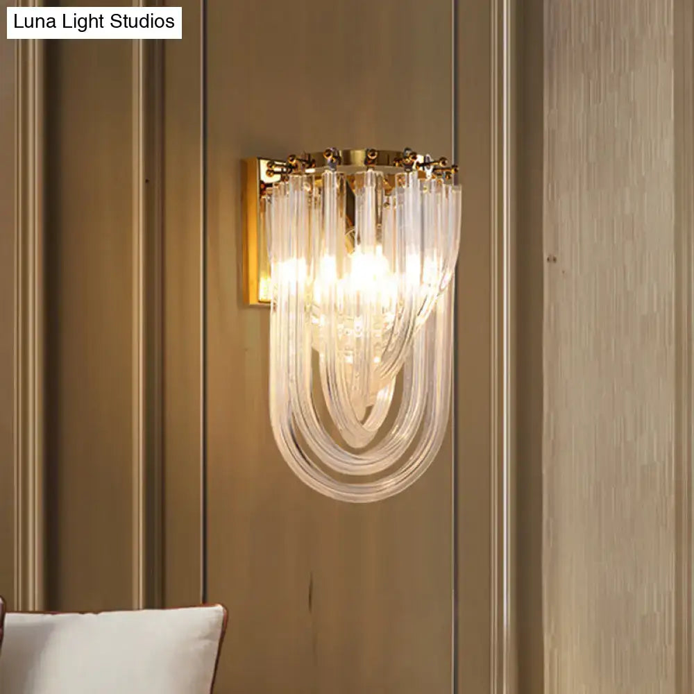 Gold Crystal Twisted Adjustable Wall Lamp with cascading crystal tubes by Decorbites on Tampa Home & Garden Store
