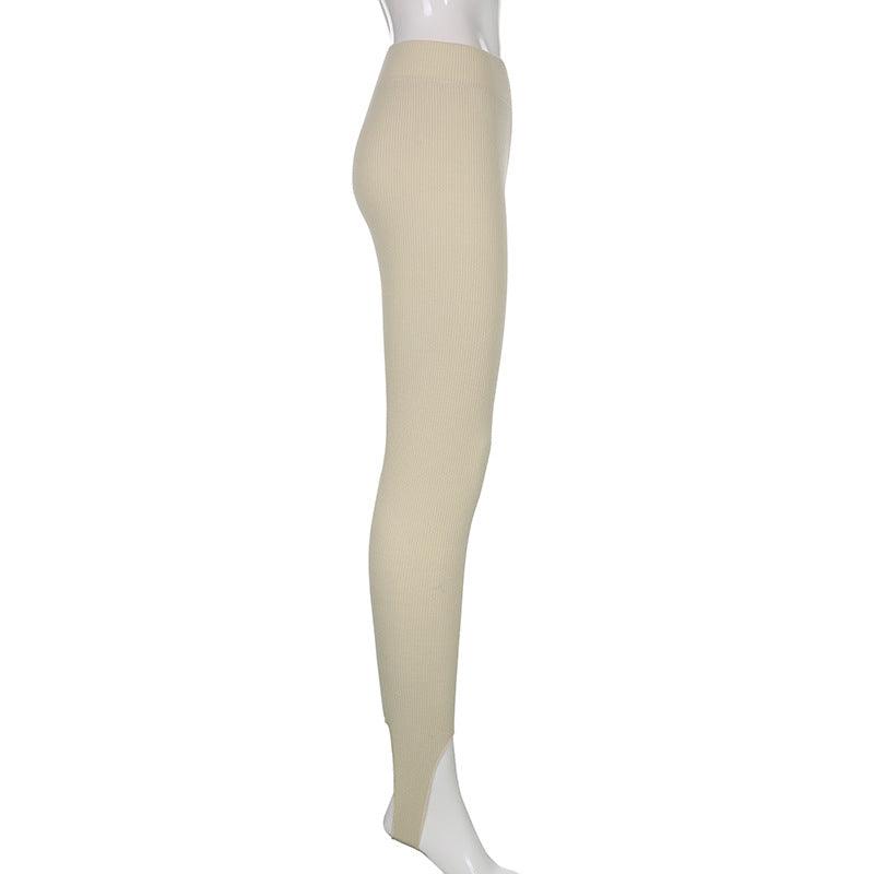 Stevvex beige high waist cotton fitness leggings seamless breathable workout pants on Tampa Home & Garden Store