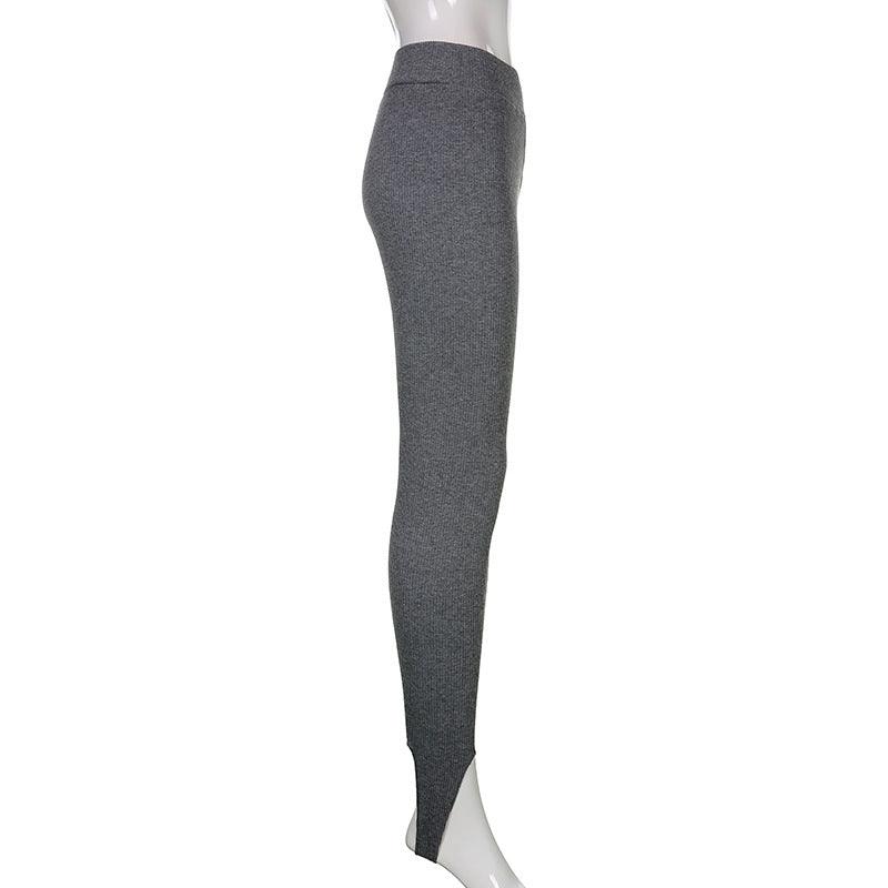 Stevvex high-waist cotton fitness leggings, gray seamless skinny pants for workouts on Tampa Home & Garden Store