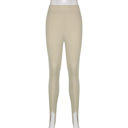 Stevvex beige high waist cotton fitness leggings with ribbed texture seamless for women on Tampa Home & Garden Store