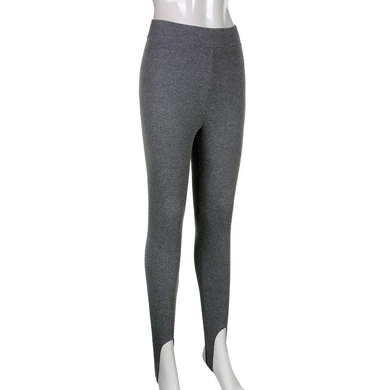 Stevvex high-waist gray cotton leggings for women, seamless breathable fitness pants on Tampa Home & Garden Store