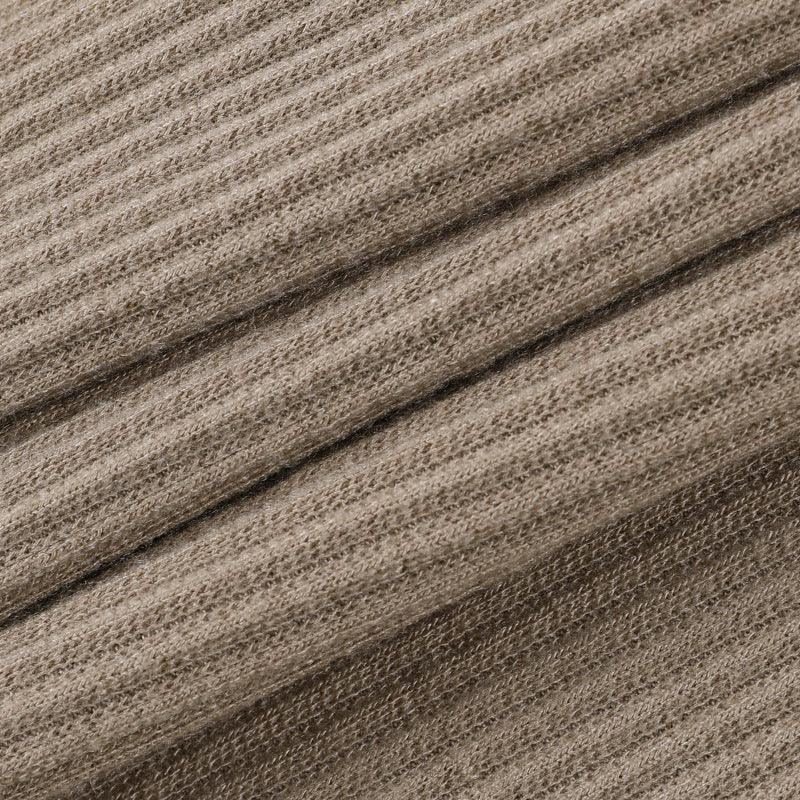 Stevvex seamless leggings fabric close-up in beige-brown ribbed cotton knit texture on Tampa Home & Garden Store