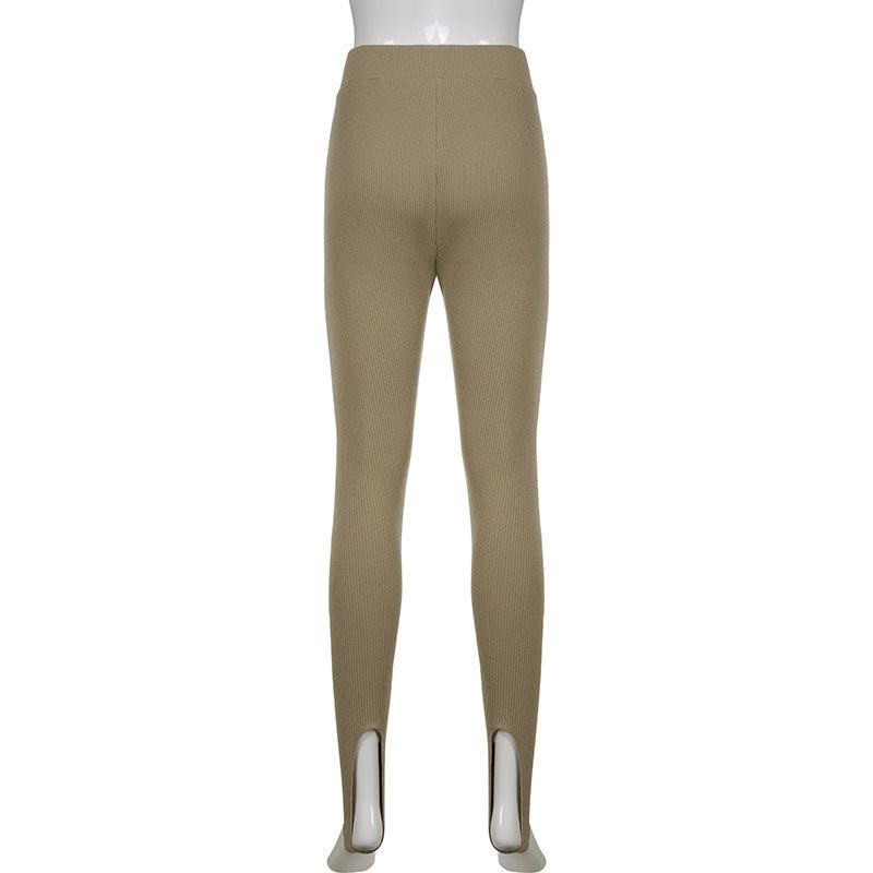 Stevvex high waist cotton fitness leggings for women, camel beige ribbed seamless pants on Tampa Home & Garden Store