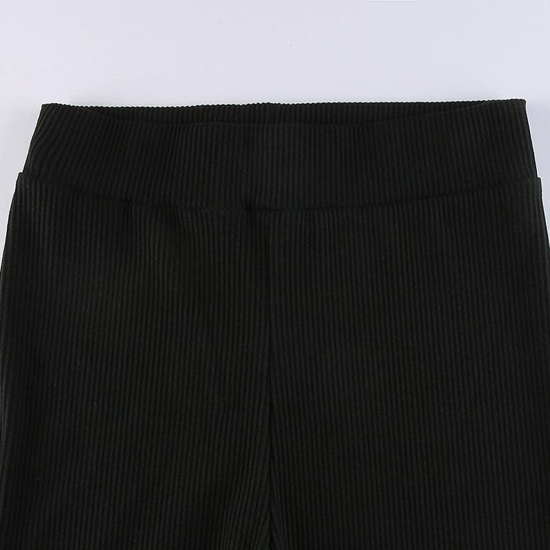 Leggings Stevvex black ribbed high-waist on Tampa Home & Garden Store