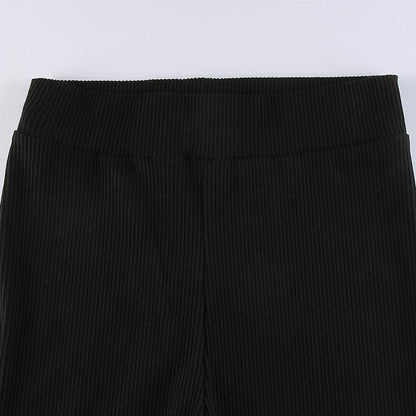 Leggings Stevvex black ribbed high-waist on Tampa Home & Garden Store
