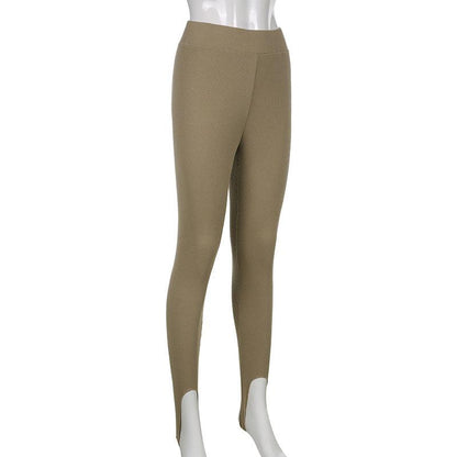 Stevvex tan ribbed high waist cotton fitness leggings on Tampa Home & Garden Store
