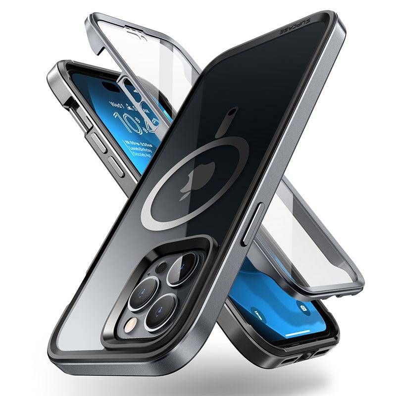 Stevvex clear iPhone 14 Pro Max case with built-in screen protector and shockproof frame on Tampa Home & Garden Store