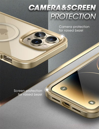 Stevvex clear iPhone 14 Pro Max case 6.7in with built‑in screen protector and raised bezels on Tampa Home & Garden Store
