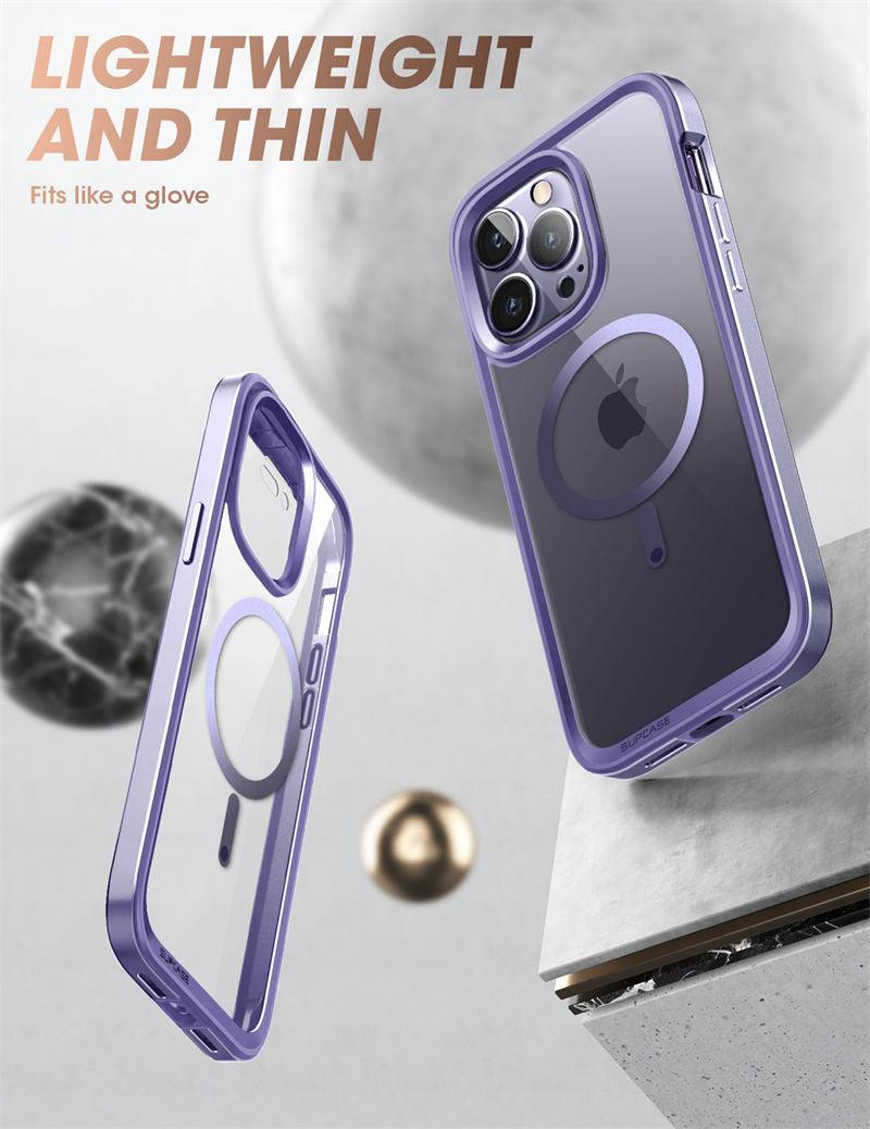 Stevvex two iPhone 14 Pro Max cases purple frame with clear back and built-in screen protector on Tampa Home & Garden Store