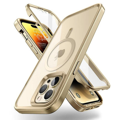 Stevvex iPhone 14 Pro Max case gold clear with strong edges and built-in screen protector on Tampa Home & Garden Store