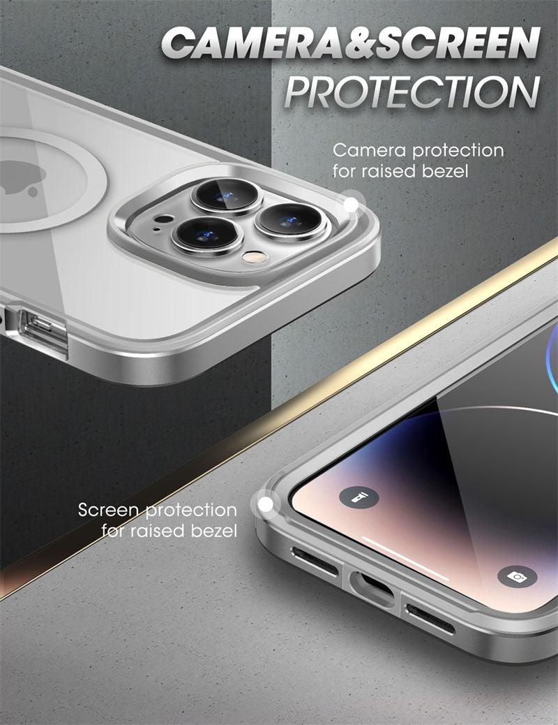 Stevvex clear iPhone 14 Pro Max case with built-in screen protector, slim shockproof frame on Tampa Home & Garden Store