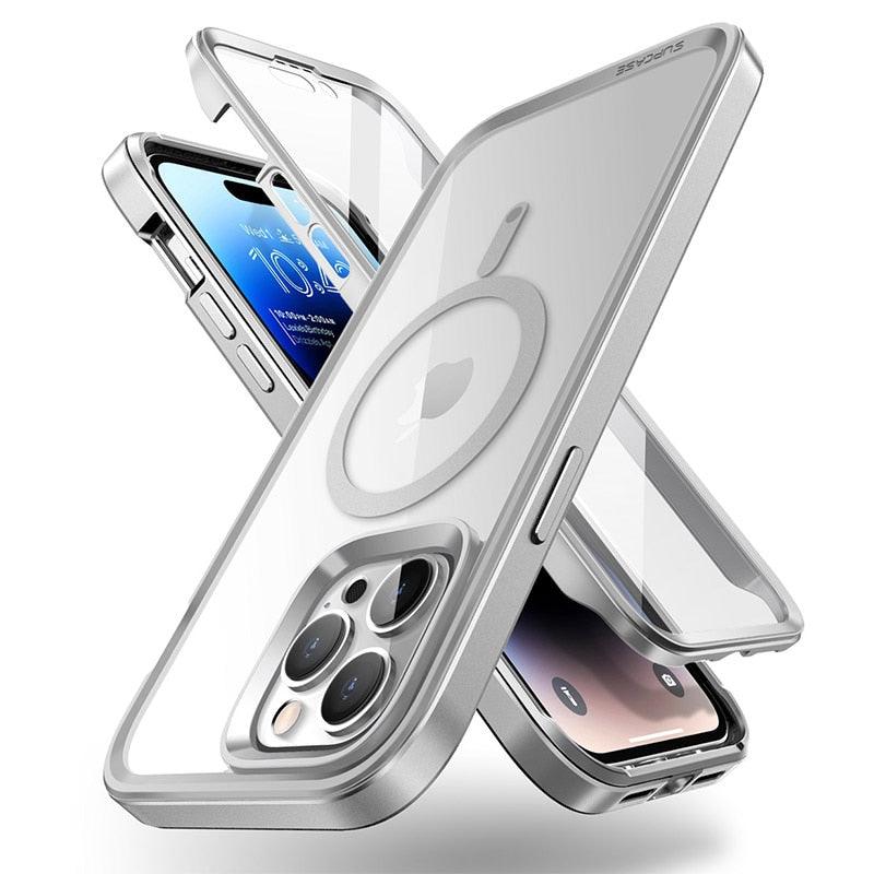 Stevvex clear iPhone 14 Pro Max case with built-in screen protector, frame and edges on Tampa Home & Garden Store