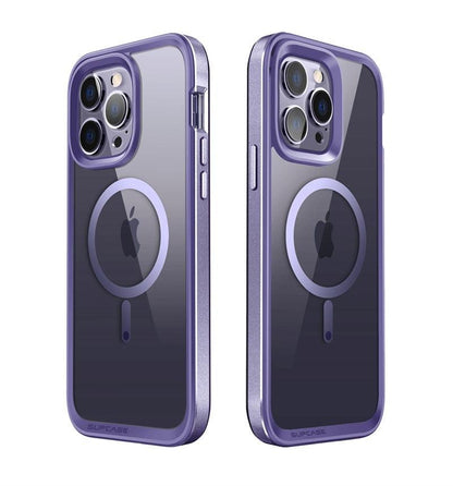 Stevvex iPhone 14 Pro Max cases, 2 purple slim-frame units with clear backs and MagSafe on Tampa Home & Garden Store